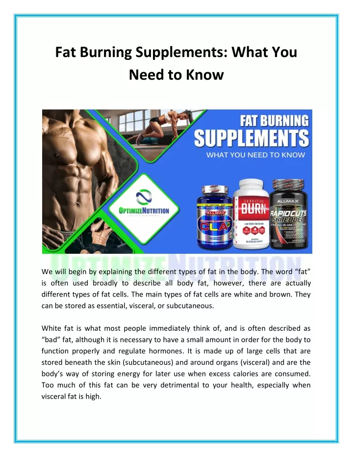 fat burning supplements what you need to know