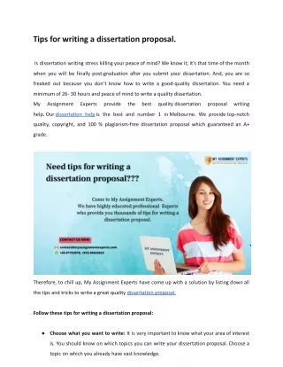 tips for writing a dissertation proposal