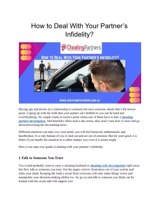 How to Deal With Your Partner’s Infidelity
