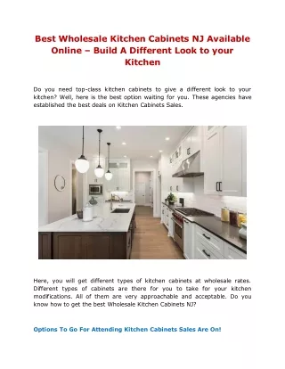Best Wholesale Kitchen Cabinets NJ Available Online