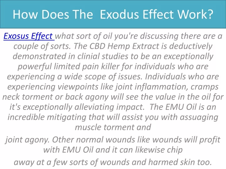 how does the exodus effect work