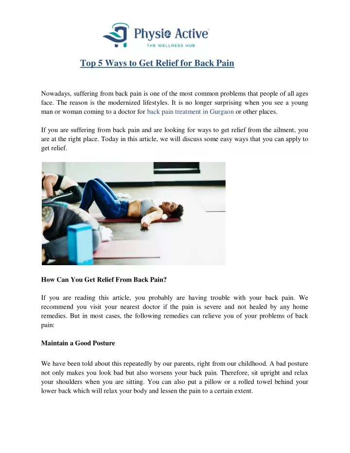 top 5 ways to get relief for back pain nowadays