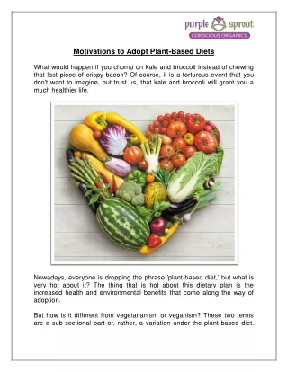 Motivations to Adopt Plant-Based Diets