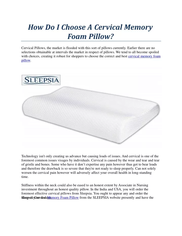 how do i choose a cervical memory foam pillow