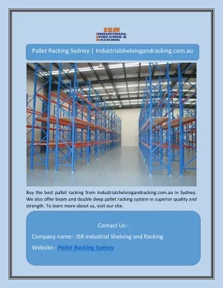 Pallet Racking Sydney | Industrialshelvingandracking.com.au
