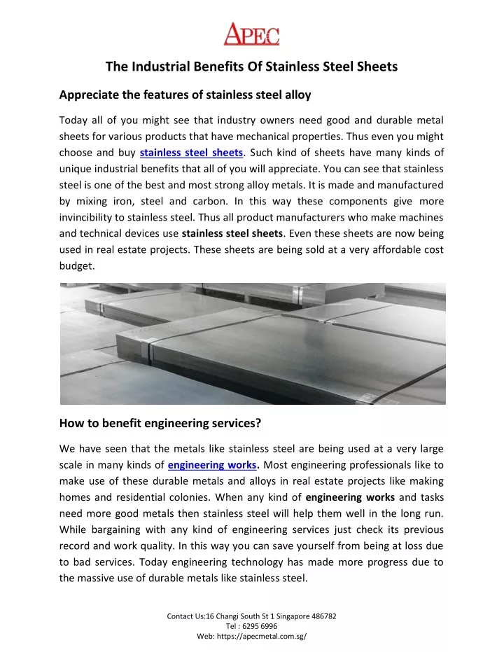 the industrial benefits of stainless steel sheets