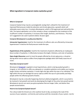 what ingredient in careprost makes eyelashes grow