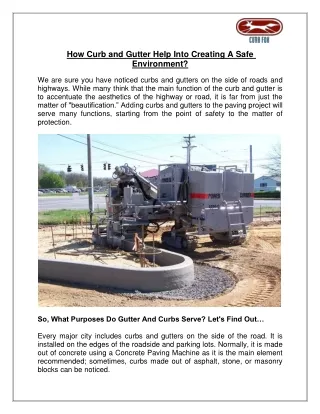 how curb and gutter help into creating a safe
