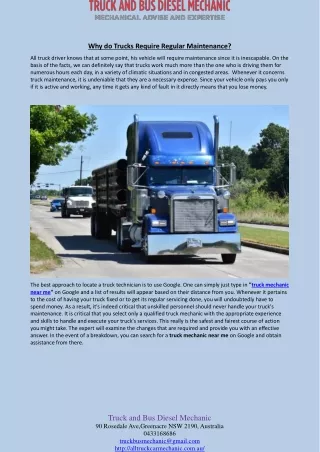 why do trucks require regular maintenance