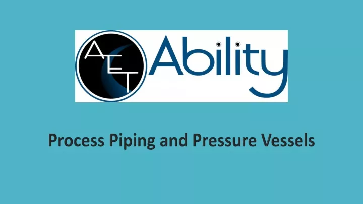 process piping and pressure vessels