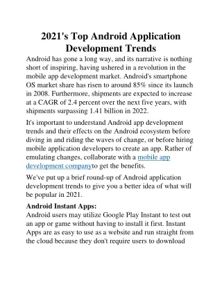 2021's Top Android Application Development Trends