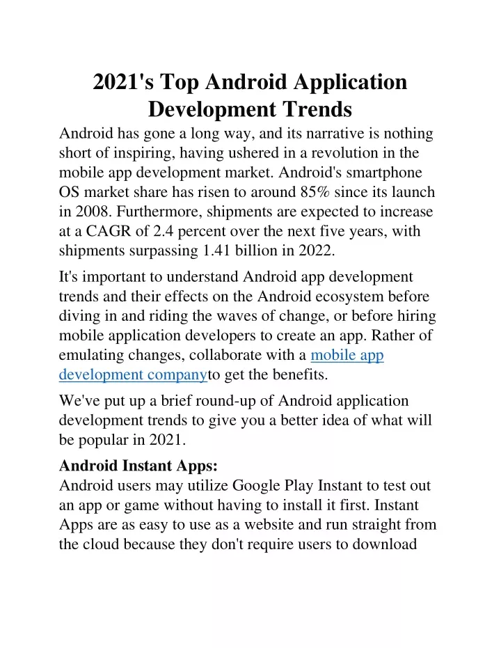 2021 s top android application development trends