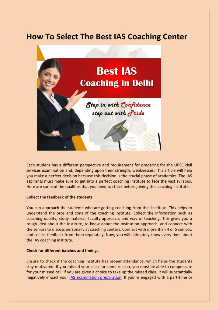 how to select the best ias coaching center