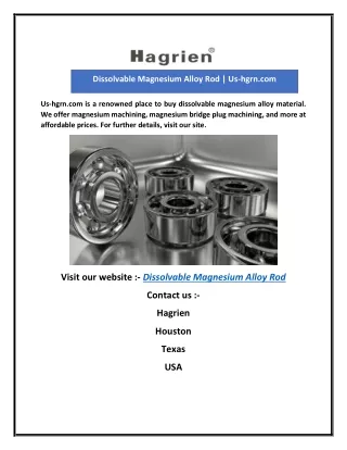 Dissolvable Magnesium Alloy Rod | Us-hgrn.com