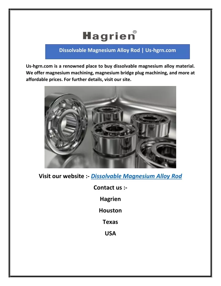 dissolvable magnesium alloy rod us hgrn com