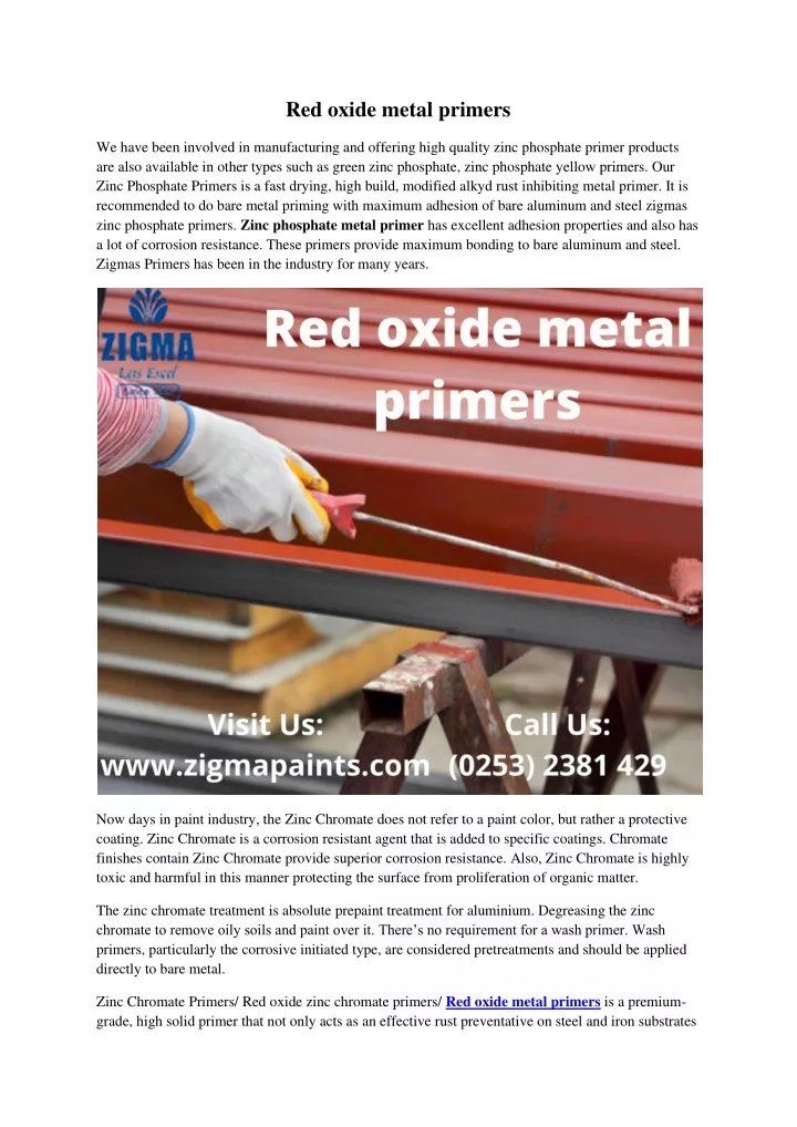 red oxide metal primers