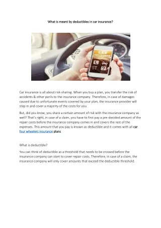 What is meant by deductibles in car insurance