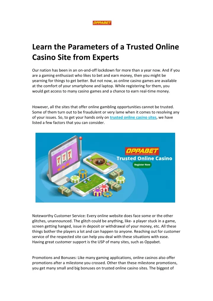 learn the parameters of a trusted online casino