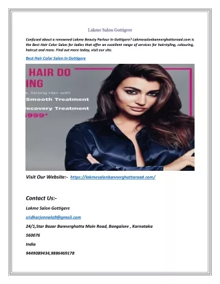 Best Hair Color Salon in Gottigere | Lakmesalonbannerghattaroad.com