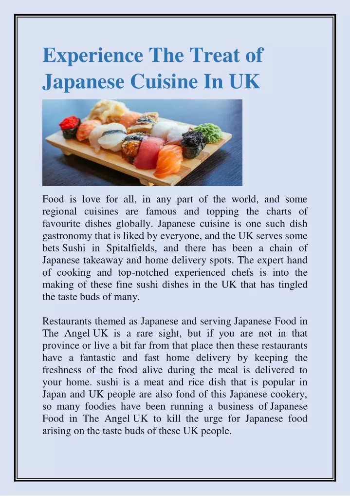 experience the treat of japanese cuisine in uk