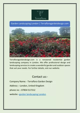 Garden Landscaping London | Terrafloragardendesign.com