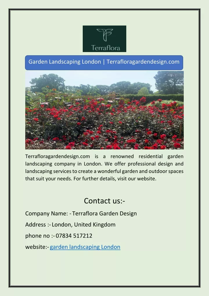 garden landscaping london terrafloragardendesign