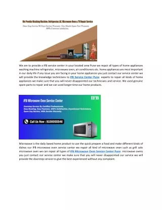 we are to provide a ifb service center in your