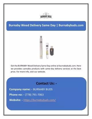 Burnaby Weed Delivery Same Day | Burnabybuds.com