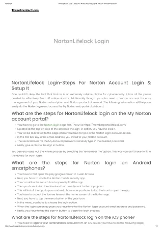 Norton Login | Step For Norton Account Creation To Recovering It - Threat Protec