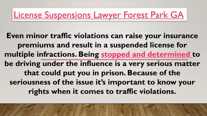 license suspensions lawyer forest park ga