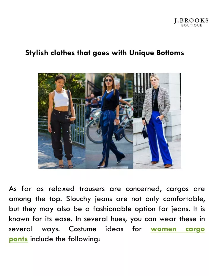 stylish clothes that goes with unique bottoms