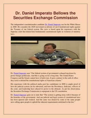Daniel Imperato Securities Exchange Commission