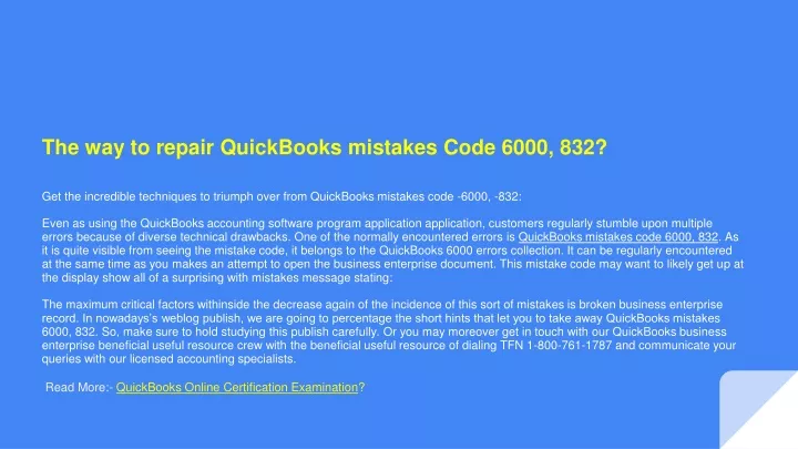 the way to repair quickbooks mistakes code 6000 832