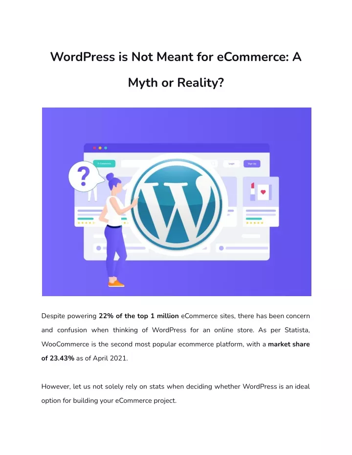 wordpress is not meant for ecommerce a