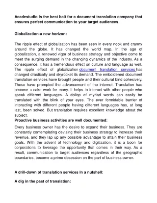 Document Translation Services