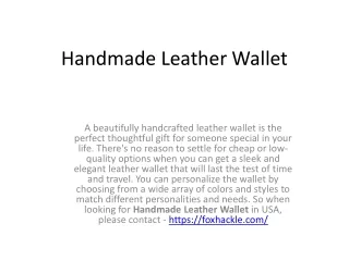 Handmade Leather Wallet ppt