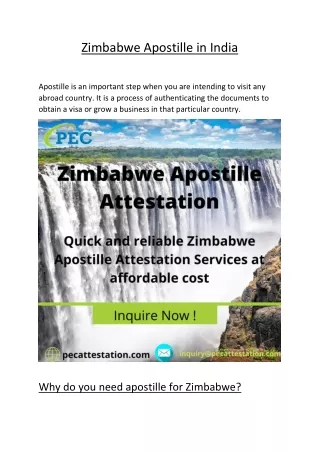 Zimbabwe Apostille in India