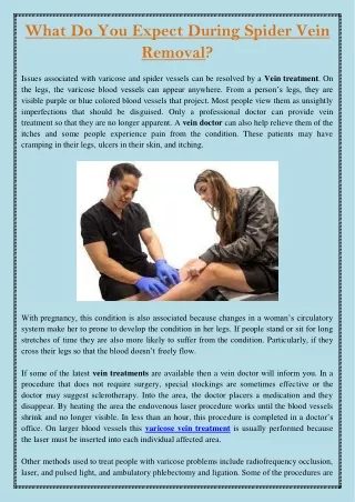what do you expect during spider vein removal