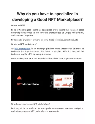 Developing a Good NFT Marketplace