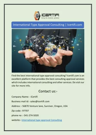 International Type Approval Consulting | Icertifi.com
