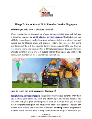24Hr plumber service Singapore