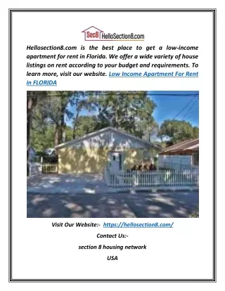 Low Income Apartment For Rent In Florida | Hellosection8.com