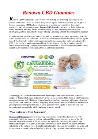 Official - Renown CBD Gummies Trial Free