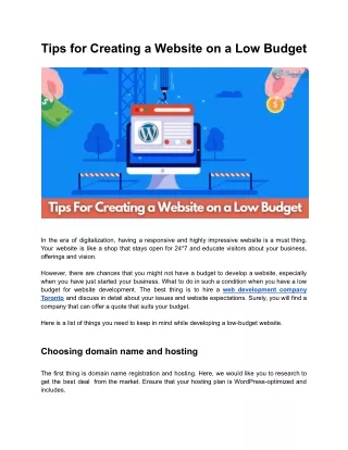 tips for creating a website on a low budget