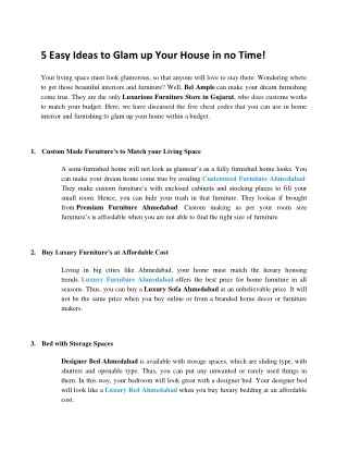 5 Easy Ideas to Glam up Your House in no Time!