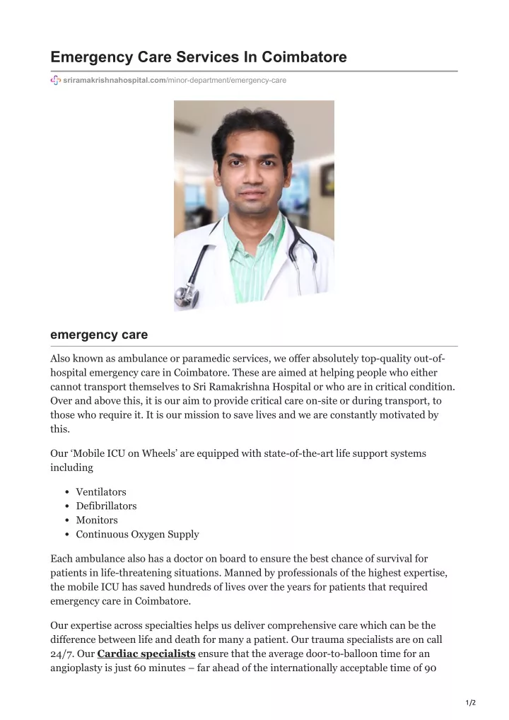 emergency care services in coimbatore