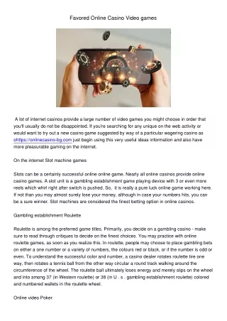 favored online casino video games