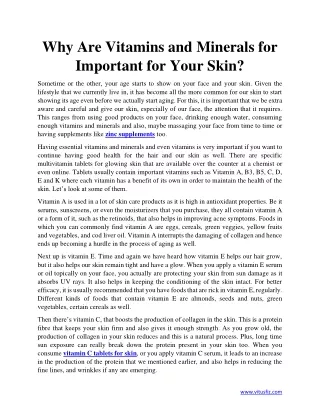 Why Are Vitamins and Minerals for Important for Your Skin