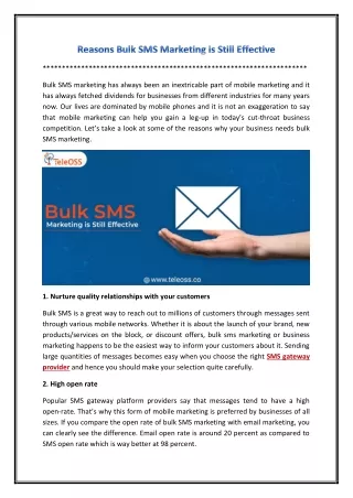 Reasons Bulk SMS Marketing is Still Effective