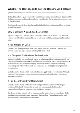 what is the best website to find resume and talent
